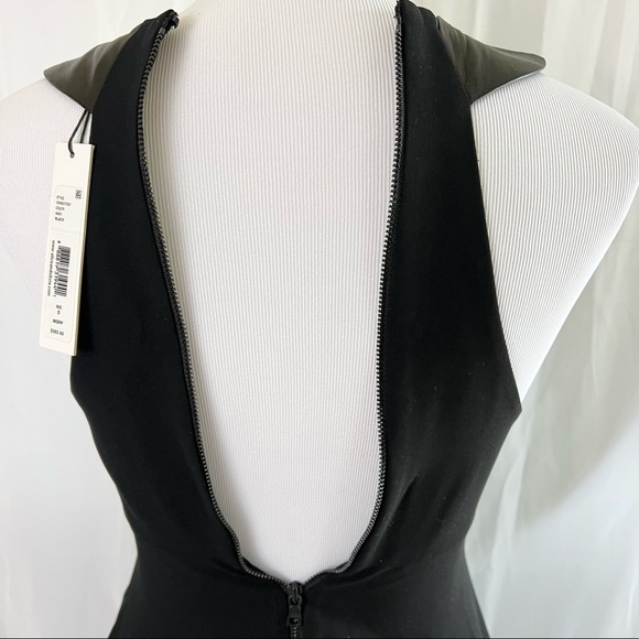💕Host Pick💕Alice + Olivia $385 Racerback Leather Shoulder Dress Sz 0 Retail - Picture 9 of 12
